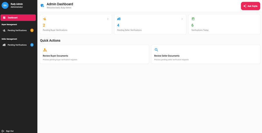 Marketplace admin dashboard UI
